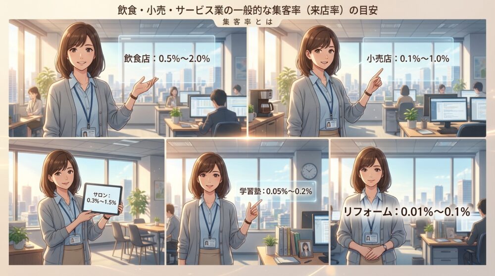飲食・小売・サービス業の一般的な集客率（来店率）の目安