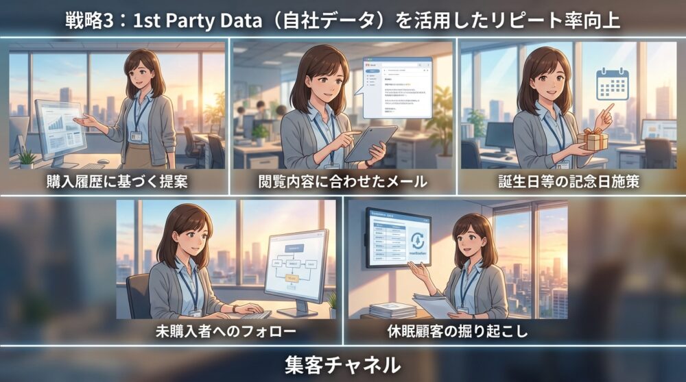 戦略3：1st Party Data（自社データ）を活用したリピート率向上