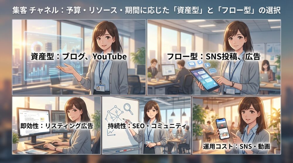 予算・リソース・期間に応じた「資産型」と「フロー型」の選択