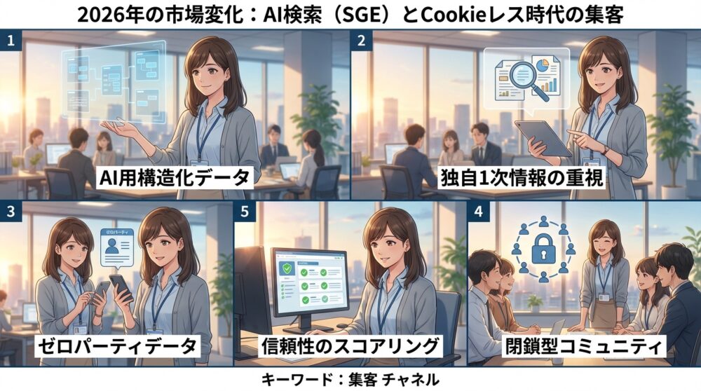 2026年の市場変化：AI検索（SGE）とCookieレス時代の集客