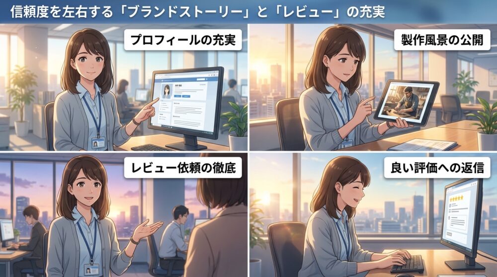 信頼度を左右する「ブランドストーリー」と「レビュー」の充実