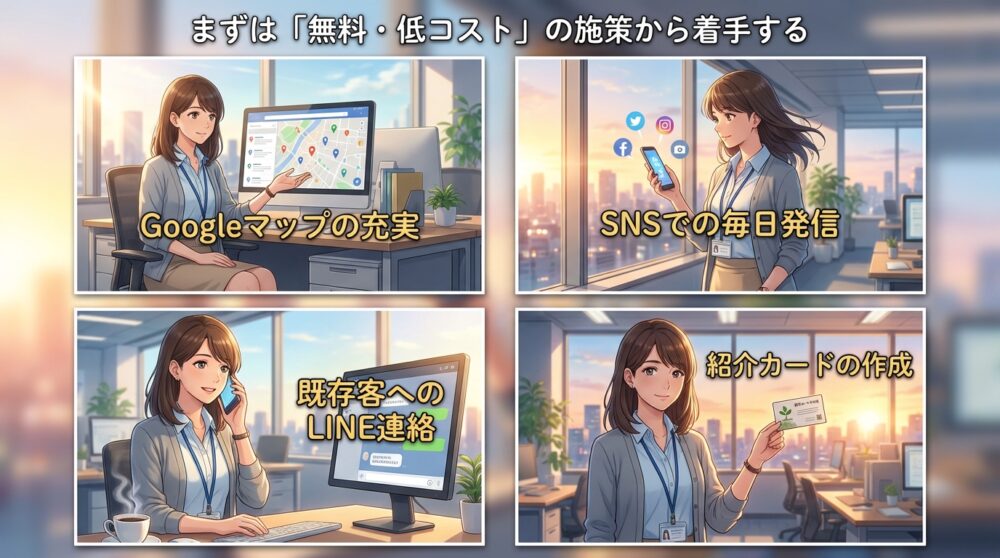 まずは「無料・低コスト」の施策から着手する