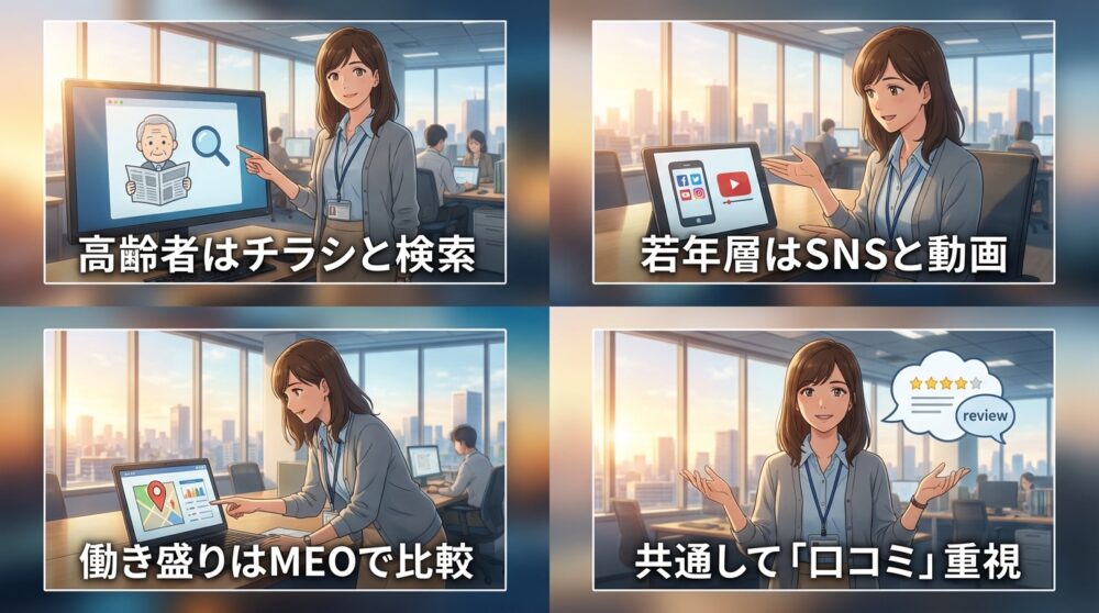 顧客層(高齢者・若年層)による情報収集スタイルの変化