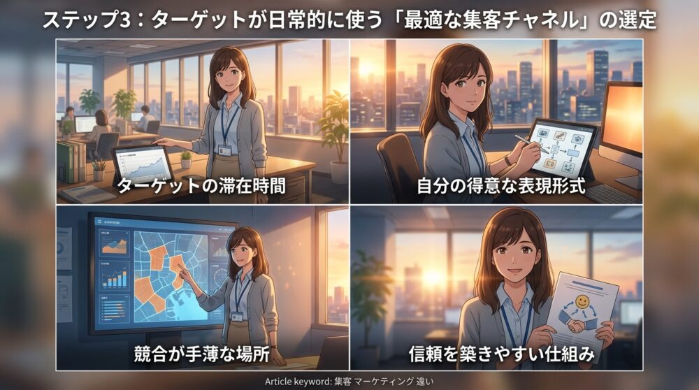 ステップ3:ターゲットが日常的に使う「最適な集客チャネル」の選定