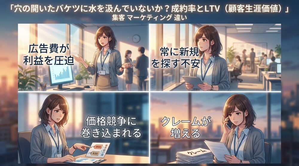 穴の開いたバケツに水を汲んでいないか?成約率とLTV(顧客生涯価値)