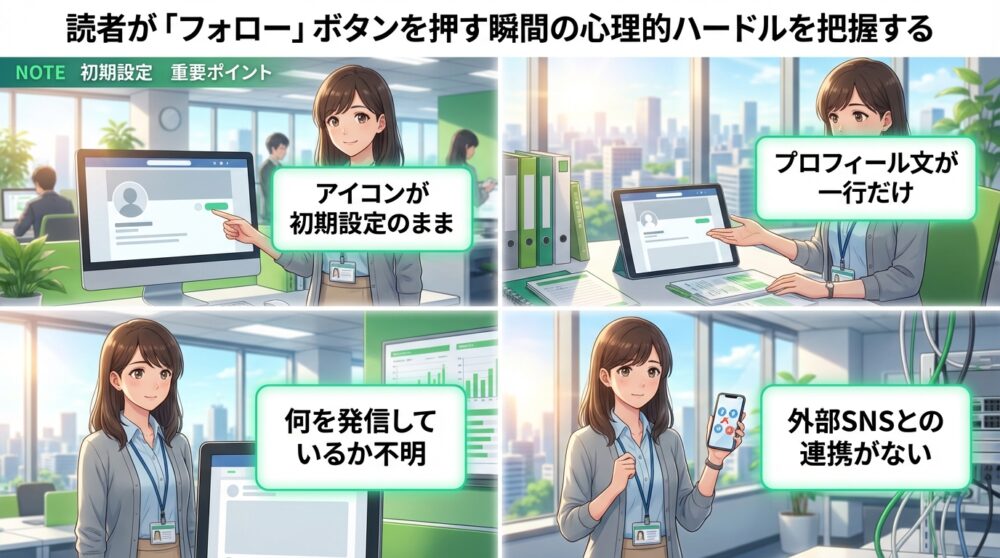 読者が「フォロー」ボタンを押す瞬間の心理的ハードルを把握する