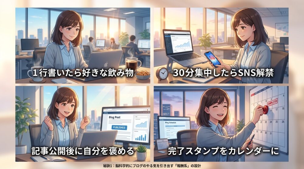 秘訣1：脳科学的にブログのやる気を引き出す「報酬系」の設計