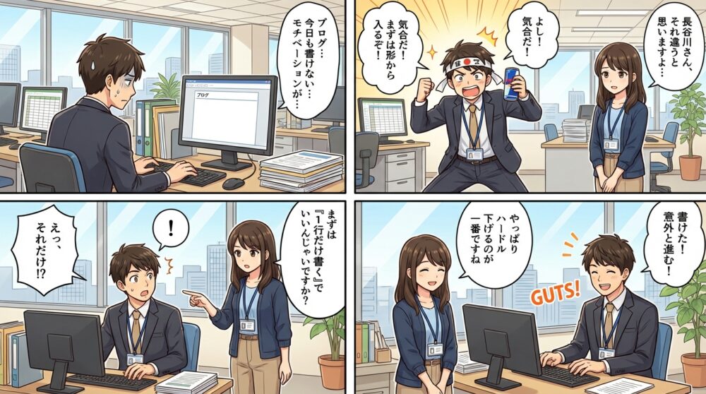ブログ　モチベーションの4コマ漫画