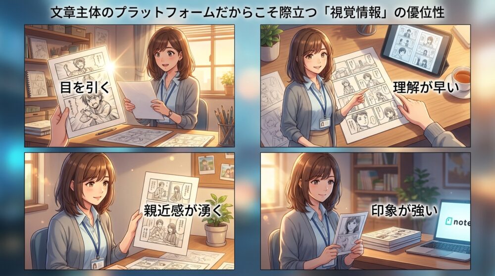 文章主体のプラットフォームだからこそ際立つ「視覚情報」の優位性