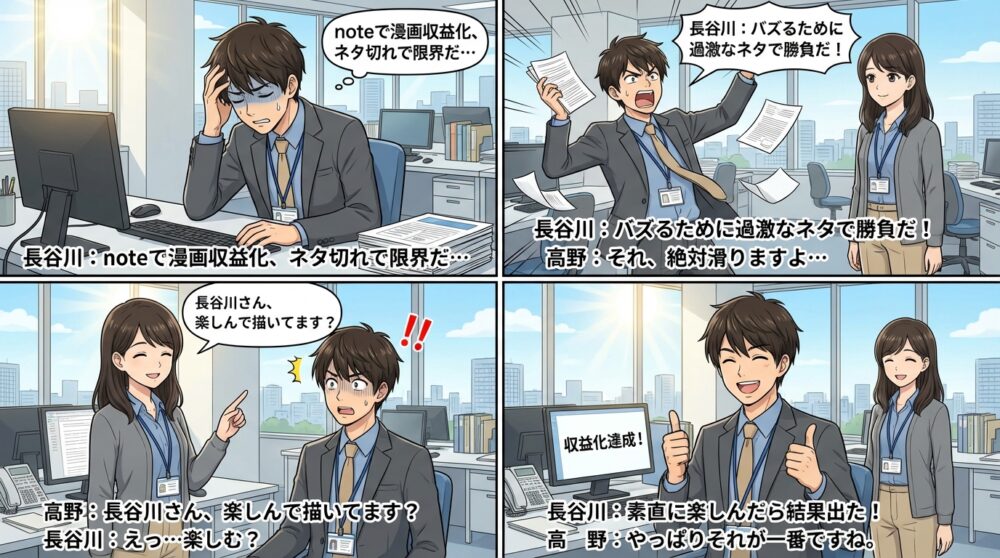 note 4コマ漫画 収益化の4コマ漫画