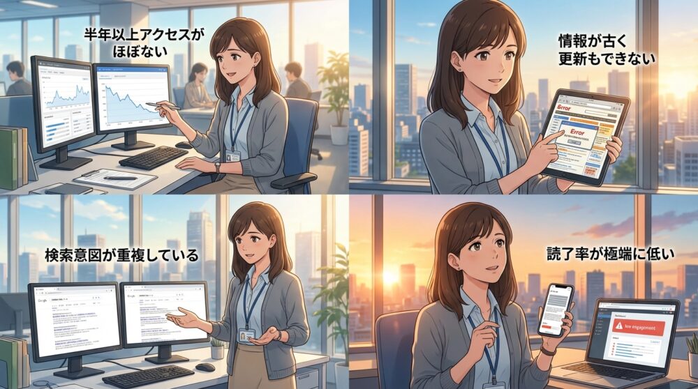 低品質なブログ記事を削除・統合して上位表示のパワーを集中させる