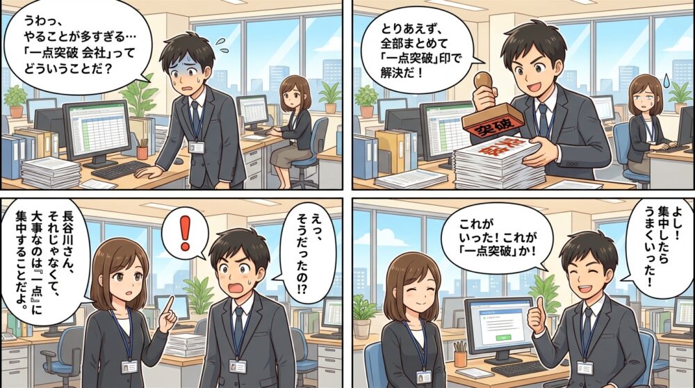 一点突破 会社の4コマ漫画