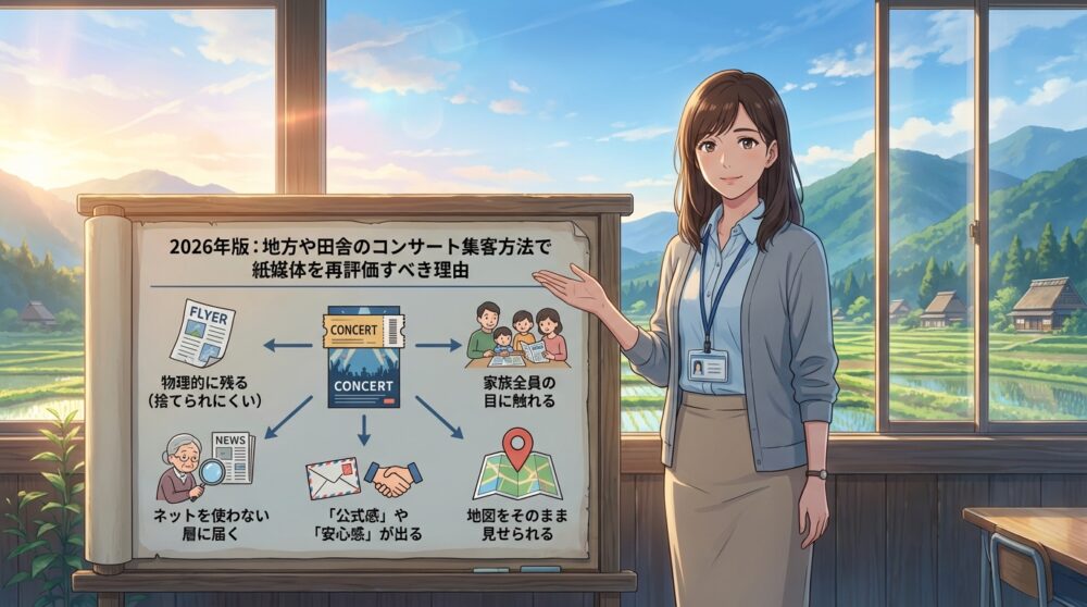 2026年版:地方や田舎のコンサート集客方法で紙媒体を再評価すべき理由