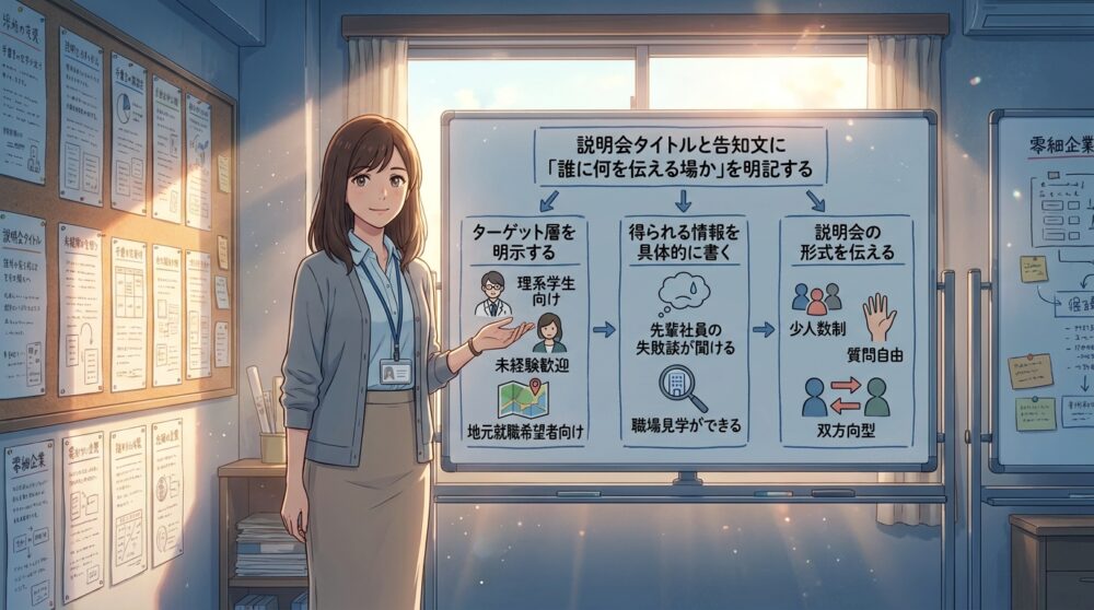 説明会タイトルと告知文に「誰に何を伝える場か」を明記する