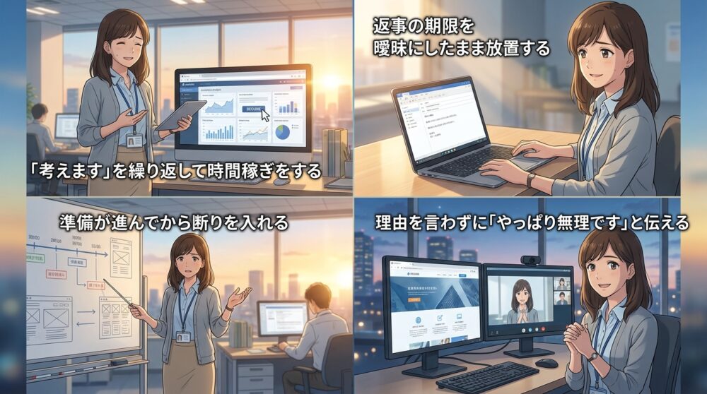 曖昧な返事を続けて後から断ると不信感につながる
