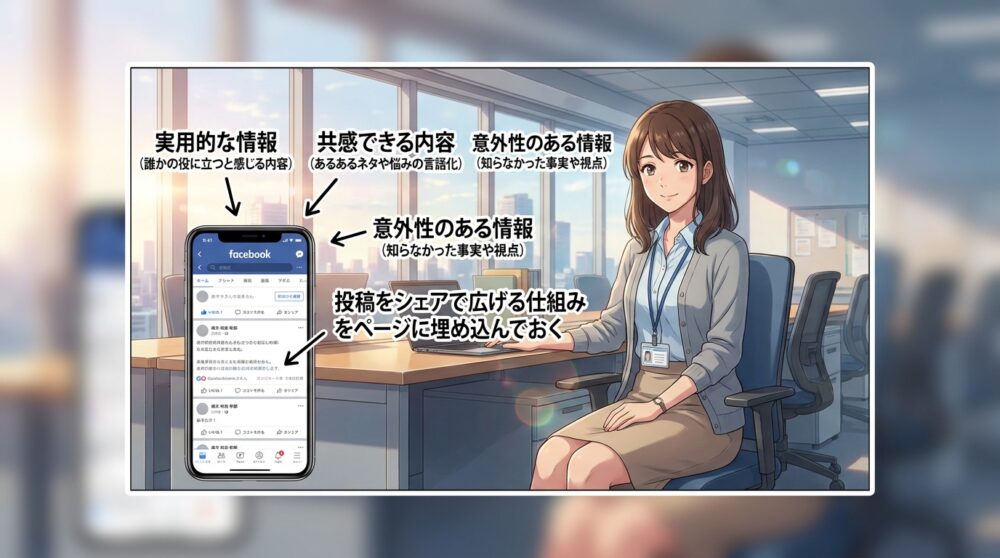 投稿をシェアで広げる仕組みをページに埋め込んでおく