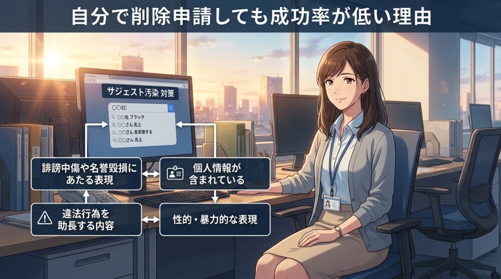 自分で削除申請しても成功率が低い理由