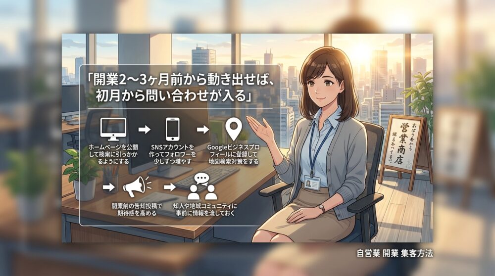 開業2〜3ヶ月前から動き出せば、初月から問い合わせが入る