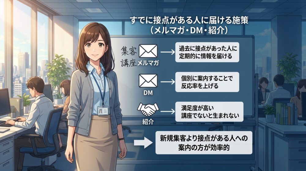 すでに接点がある人に届ける施策（メルマガ・DM・紹介)