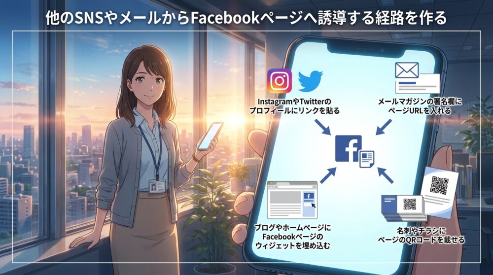 他のSNSやメールからFacebookページへ誘導する経路を作る
