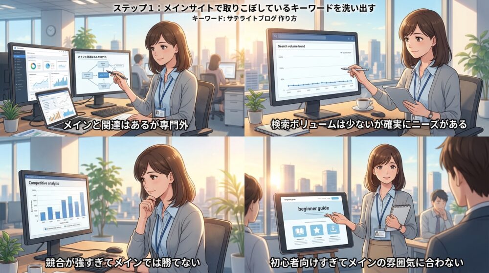 ステップ1：メインサイトで取りこぼしているキーワードを洗い出す