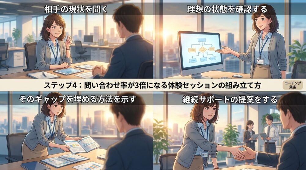 ステップ4：問い合わせ率が3倍になる体験セッションの組み立て方