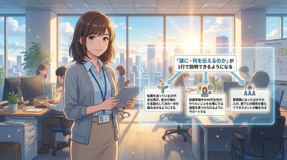 「誰に・何を伝えるのか」が1行で説明できるようになる