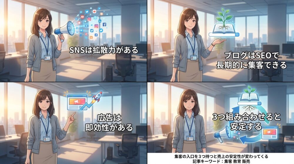 集客の入口を3つ持つと売上の安定性が変わってくる