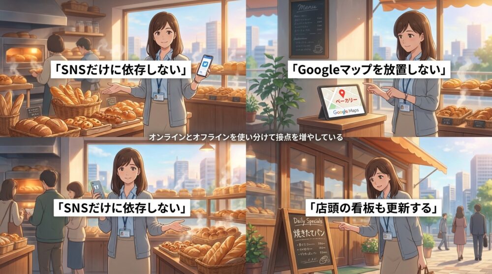 オンラインとオフラインを使い分けて接点を増やしている