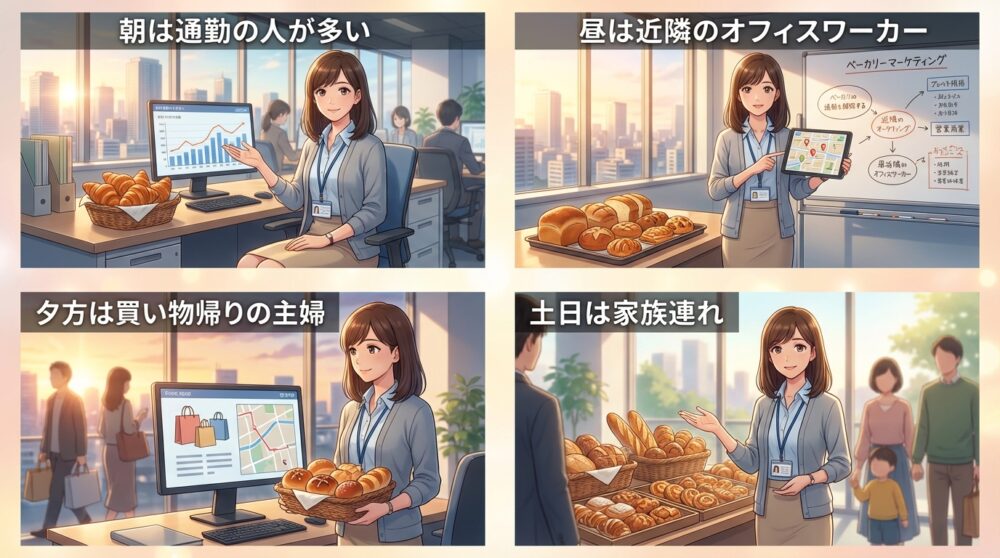 ターゲット層の行動時間と動線を徹底的に読み込んでいる