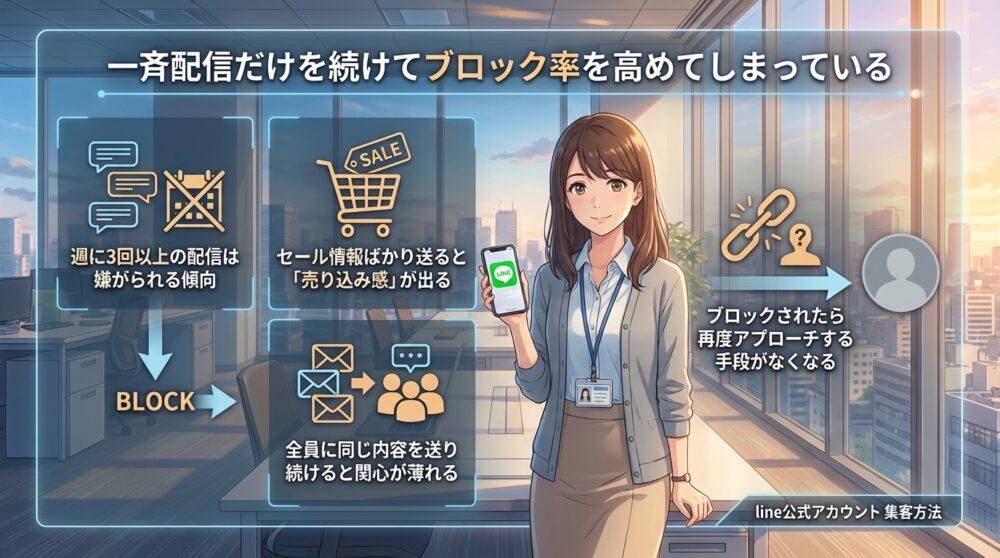 一斉配信だけを続けてブロック率を高めてしまっている