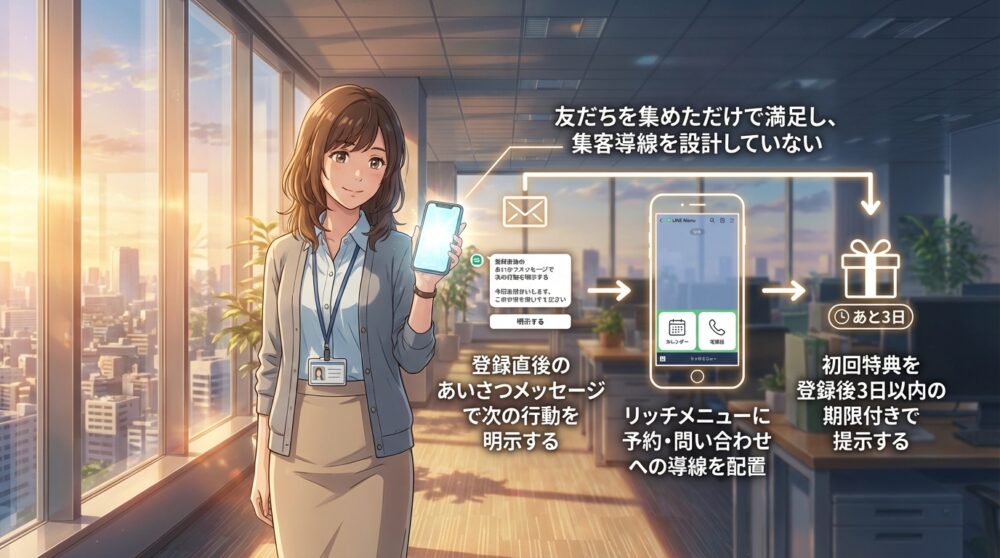 友だちを集めただけで満足し、集客導線を設計していない