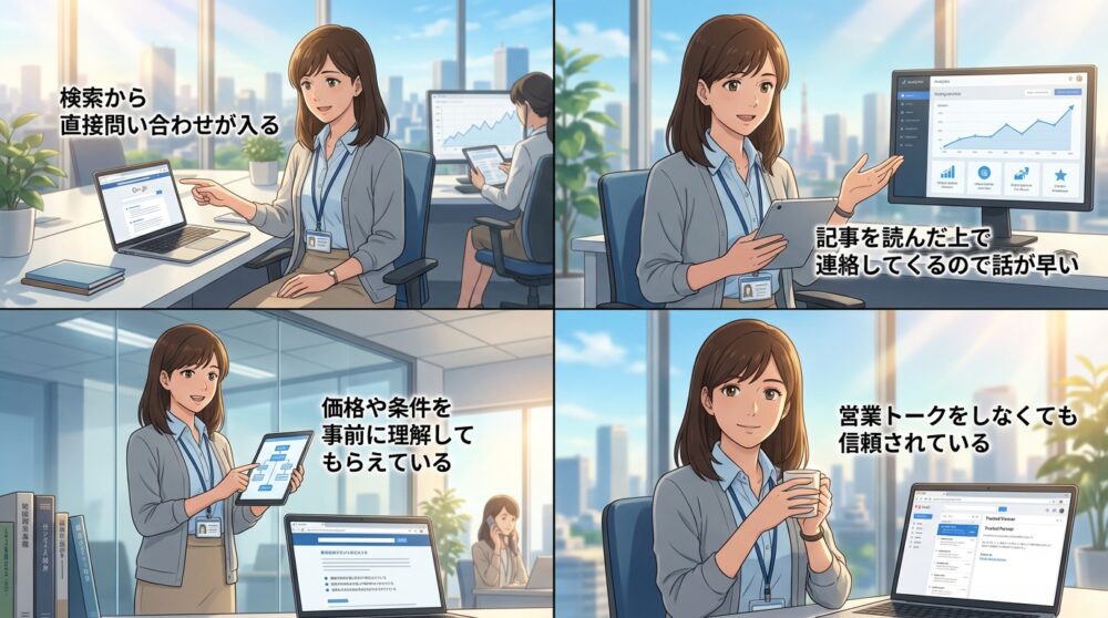 営業しなくても問い合わせが入る状態に変わっていく