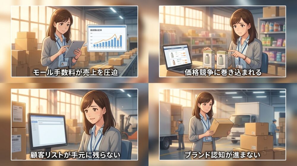 モール依存から脱却できず自社サイトが認知されていない