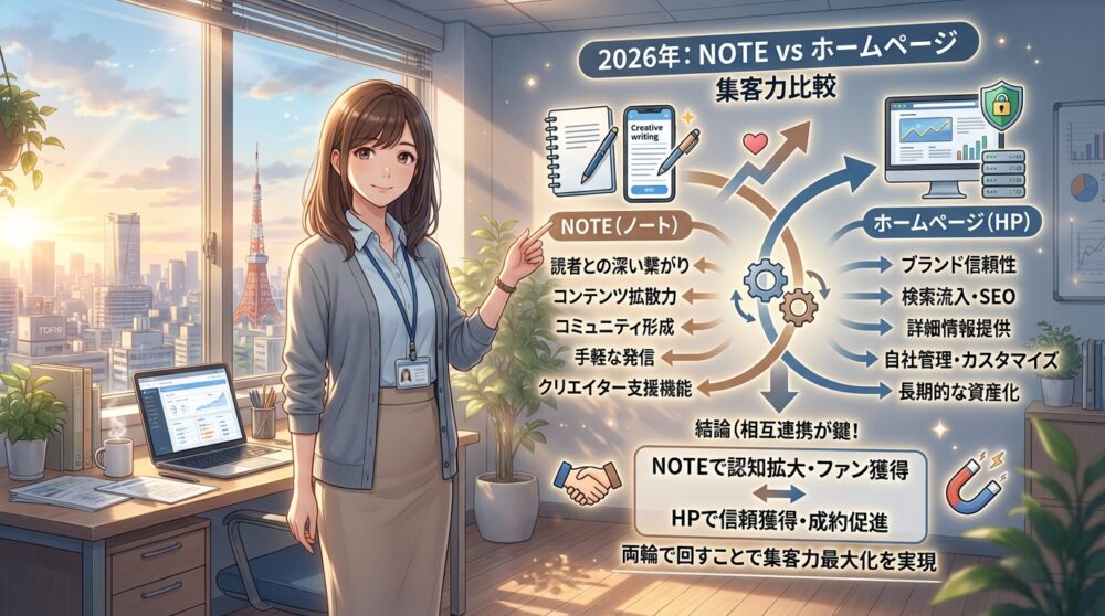 2026年の正直なところNOTEとホームページはどっちが集客力があるのか