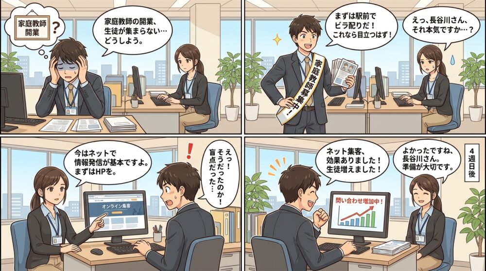家庭教師 開業の4コマ漫画