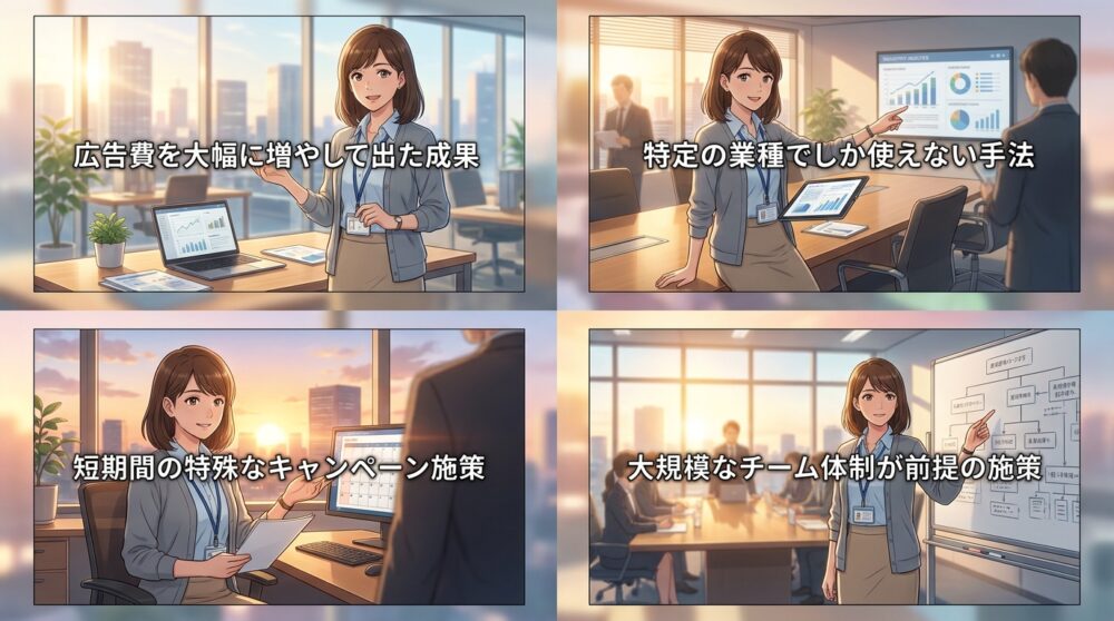 実績の数ではなく内容の再現性を見る