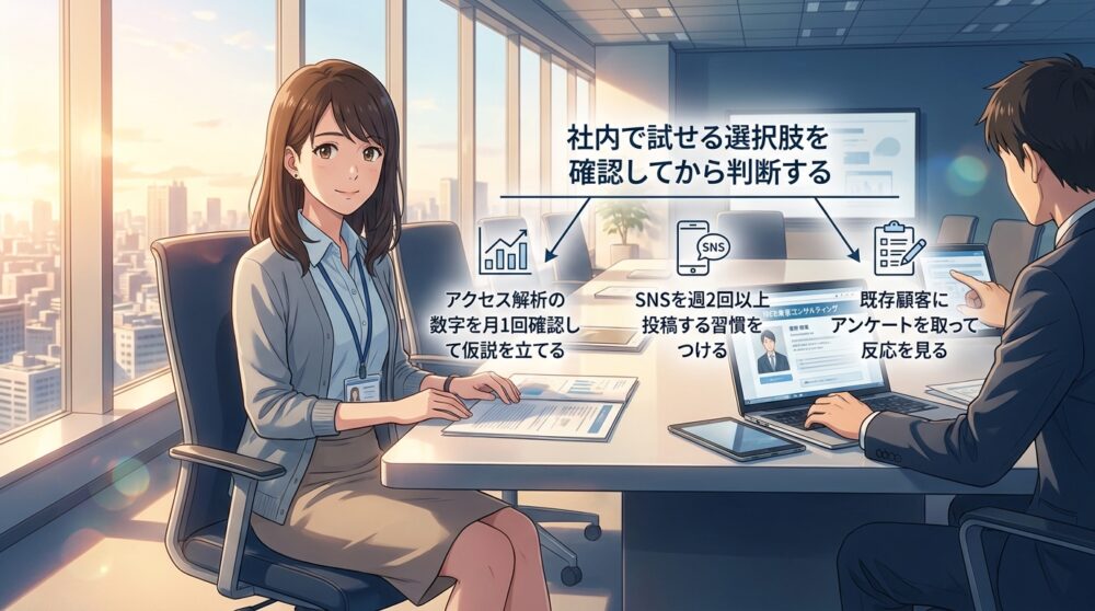 社内で試せる選択肢を確認してから判断する