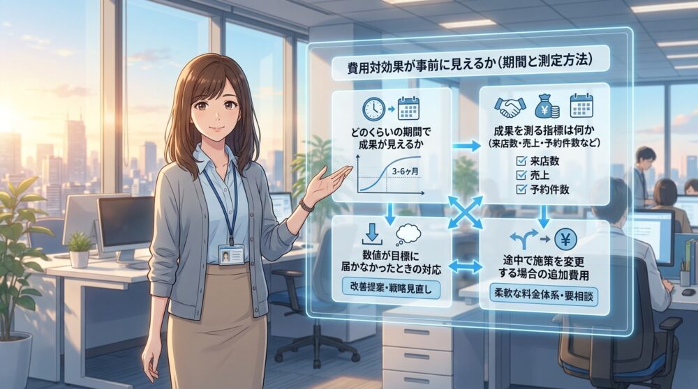 費用対効果が事前に見えるか（期間と測定方法）