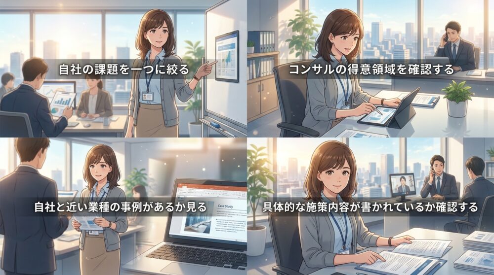 自社の課題とコンサルの得意領域が一致しているか
