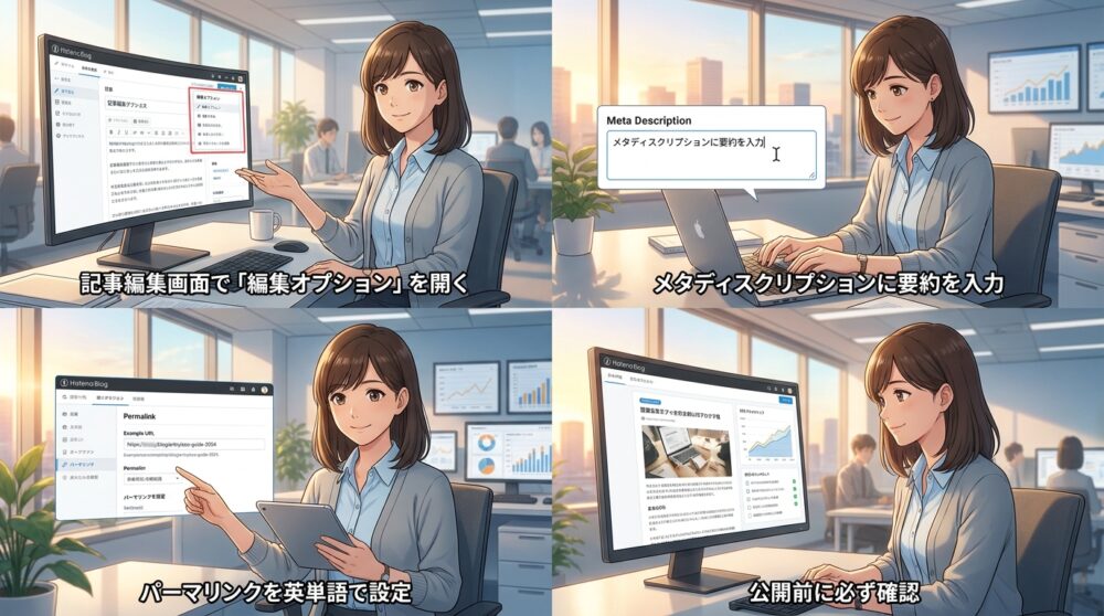 メタディスクリプションとパーマリンクを毎回設定する