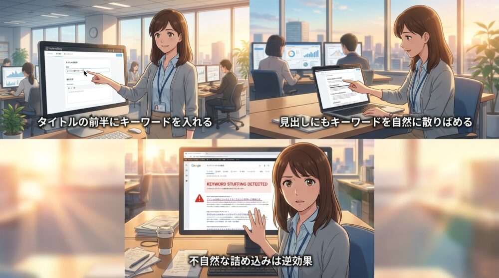 タイトルと見出しタグにキーワードを正しく配置する
