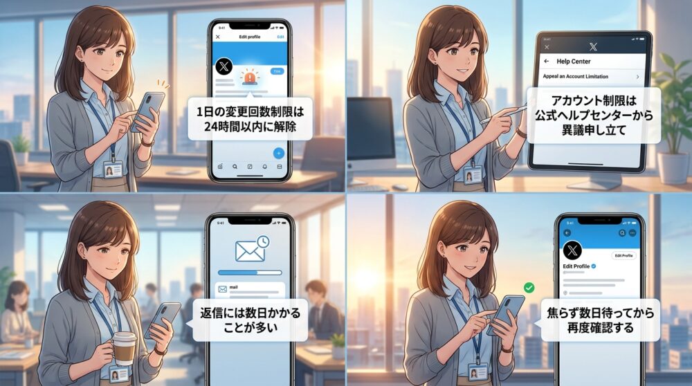 制限解除を待つ目安時間と、ヘルプセンターへの問い合わせ手順