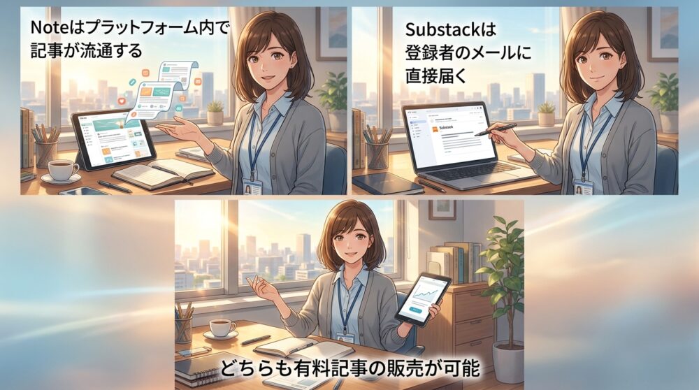 ブログ的に使いたいならNote、メール配信を軸にしたいならSubstack