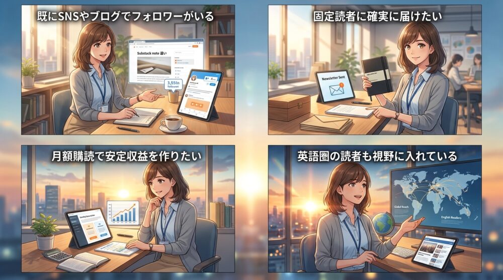 Substackは「固定読者を育てたい人」に適している