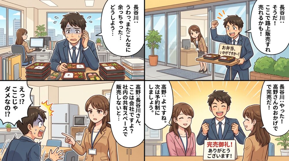 自宅で作ったお弁当販売の4コマ漫画
