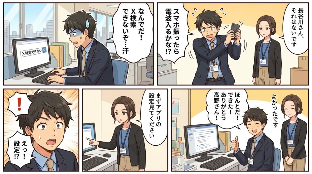X検索できないの4コマ漫画