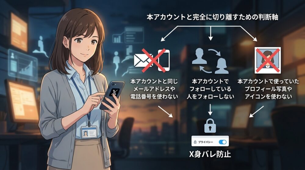 本アカウントと完全に切り離すための判断軸