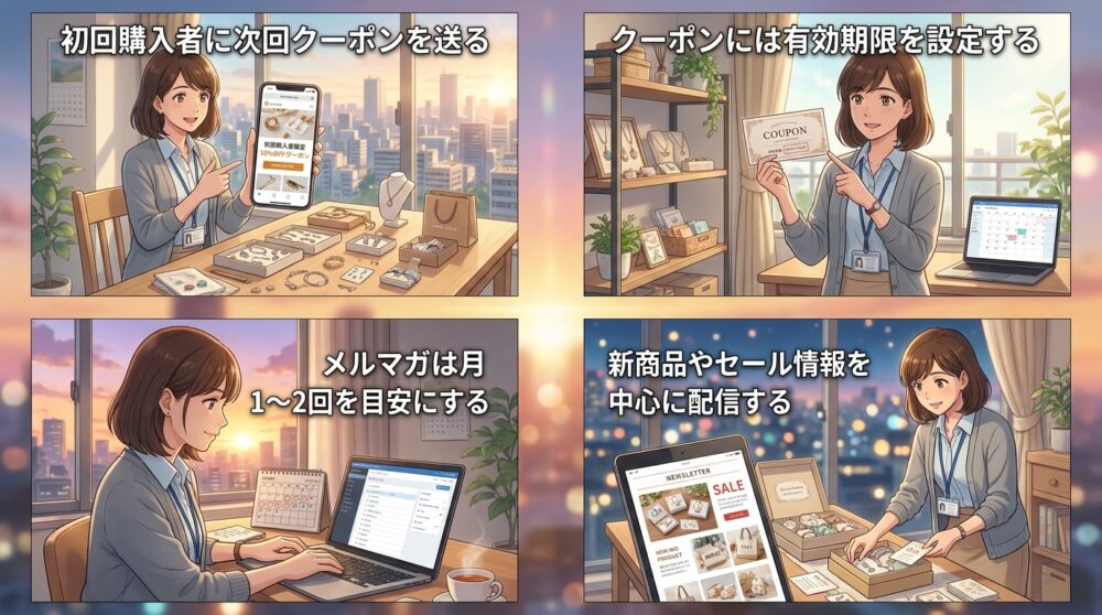 クーポンとメールマガジンでリピーター接点を作る