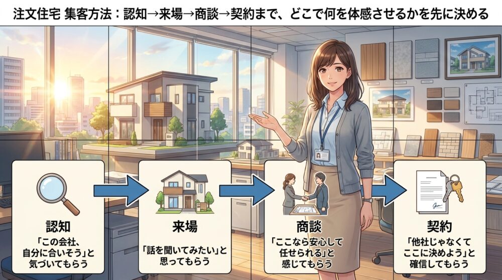 認知→来場→商談→契約まで、どこで何を体感させるかを先に決める